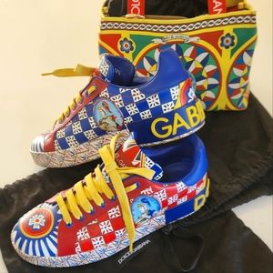DOLCE&GABBANA Carretto Portofino Calfskin Sicily Sneaker 39.5